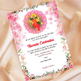 Invitación Floral de celebración de Navratri Durga Puja