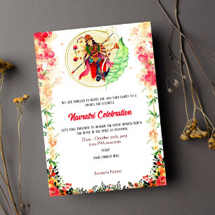 Invitación Floral de celebración de Navratri Durga Puja