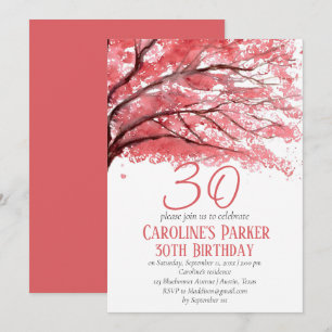 Invitación Floral de cerezo rosa Rubor 30 cumpleaños