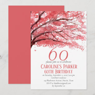 Invitación Floral de cerezo rosa Rubor 60th Birthday