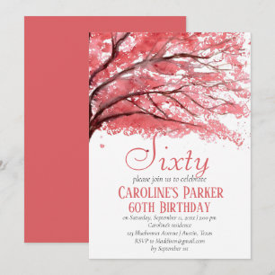 Invitación Floral de cerezo rosa Rubor 60th Birthday