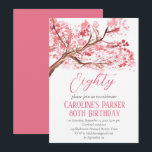 Invitación Floral de cerezo rosa Rubor 80th Birthday<br><div class="desc">Flor de cerezo,  Sakura,  elegante,  ochenta,  flores rosadas,  rústico,  floral,  adulto,  primavera,  botánico,  acuarela 80º cumpleaños de invitaciones para fiestas. Florecimiento de cerezo pintado a mano de acuarela. Personalízalo con tus detalles.</div>