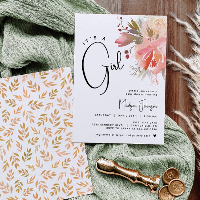 Invitación floral de chica Baby Shower (Subido por el creador)