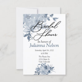 Invitación floral de color azul