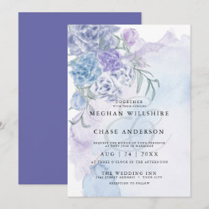 Invitación Floral de color azul turbio y ruidoso