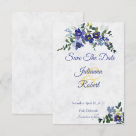 Invitación Floral de color azul y amarillo