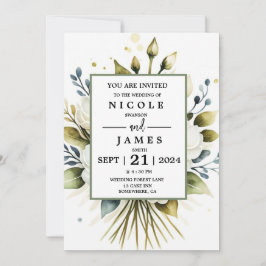 Invitación Floral de color blanco elegante