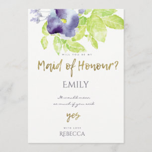 INVITACIÓN FLORAL DE COLOR DE AGUA AQUÍ AZUL DE HONOR