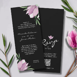 Invitación Floral de color de agua Boda negro todo en uno
