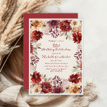 Invitación Floral de color de agua crema de Borgoña 21 cumple<br><div class="desc">Celebra el gran 2-1 con esta elegante invitación de 21 años. Las ricas flores de color burdeos,  rubia y marfil crean un estilo sofisticado,  perfecto para una celebración de hitos inspirada en el otoño o de lujo.</div>