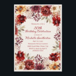 Invitación Floral de color de agua crema de Borgoña 30 cumple<br><div class="desc">Anda en 30 con elegancia usando esta invitación de cumpleaños floral de otoño. Con flores de color burdeos,  rubia y dorado,  este diseño es perfecto para fiestas de otoño y celebraciones de hitos.</div>