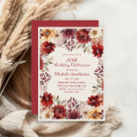 Invitación Floral de color de agua crema de Borgoña 30 cumple<br><div class="desc">Anda en 30 con elegancia usando esta invitación de cumpleaños floral de otoño. Con flores de color burdeos,  rubia y dorado,  este diseño es perfecto para fiestas de otoño y celebraciones de hitos.</div>