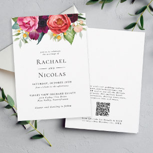 Invitación Floral de color de agua de boho rústico todo en un