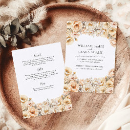 Invitación Floral De Color De Agua De Peonía Moderna En Un Bo