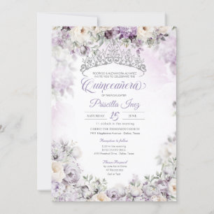 Invitación Floral de color de agua morado claro elegante Quin