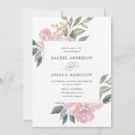 Invitación Floral de color de agua neutra romántica de Rubor