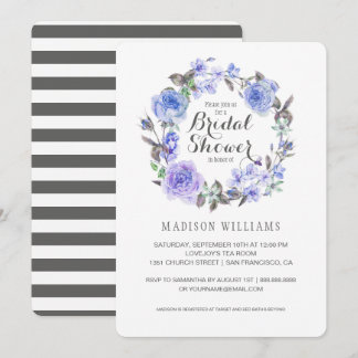 Invitación Floral de color de agua púrpura pastel | Bridal Sh