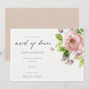 INVITACIÓN FLORAL DE COLOR DE AGUA ROSA DE RUBOR BLANDA DE HO