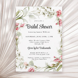Invitación Floral de color de agua rosa ducha de novia