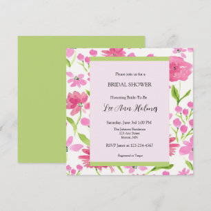 Invitación Floral de color de agua rosa personalizada ducha d