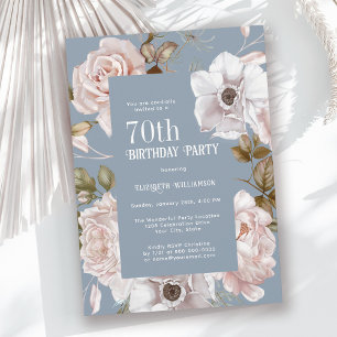 Invitación Floral de color de agua rosa rosa helado 70 cumple