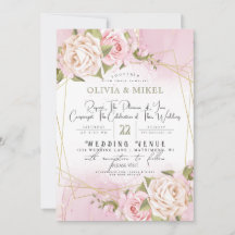 FLORAL DE COLOR DE AGUA ROSA Y BODA DE ORO DE MARC