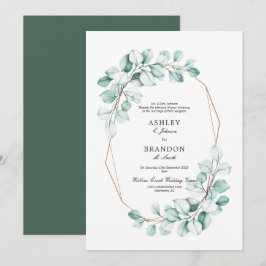 Invitación Floral de color de agua verde Boda geométrica eleg