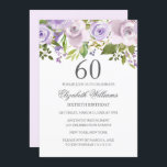 Invitación Floral de color púrpura Lilac 60 cumpleaños<br><div class="desc">Más Elegantes invitaciones florales en la Pequeña Tienda Bayleigh!</div>