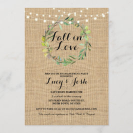 Invitación floral de Compromiso con Wreath Burlap