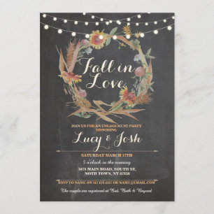 Invitación floral de compromiso de caída en el amo