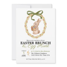 Invitación floral de conejito de brunch de Pascua 