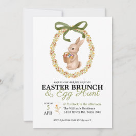 Invitación floral de conejito de brunch de Pascua 