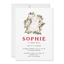 Floral de conejo de invierno | Fiesta de cumpleaño