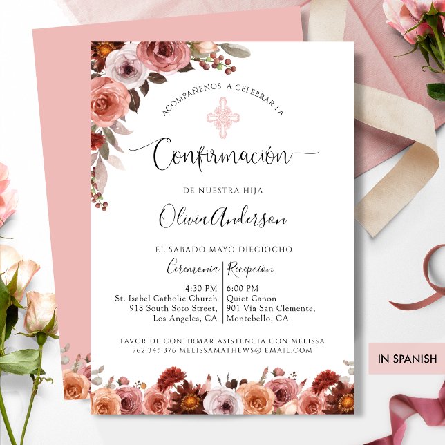 Invitación floral de confirmación en español de co (Subido por el creador)