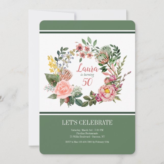 Invitación floral de corona victoriana (Anverso)