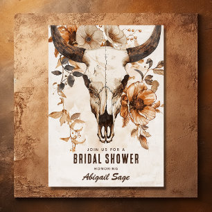 Invitación Floral de cráneo rústico de vaca Boho occidental d