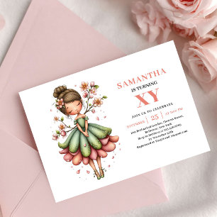 Invitación floral de cumpleaños de la niña de hada