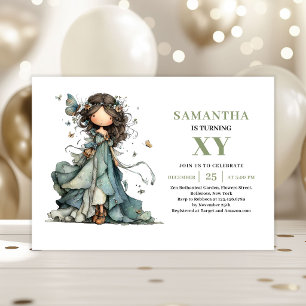 Invitación Floral de Cumpleaños de la Niña Hada Ca