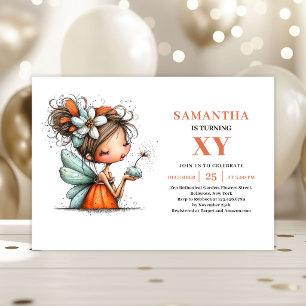 Invitación floral de cumpleaños de niña hada capri