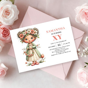 Invitación floral de cumpleaños de niña hada linda