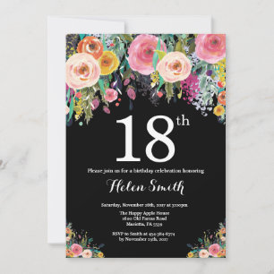 Invitación floral de cumpleaños número 18