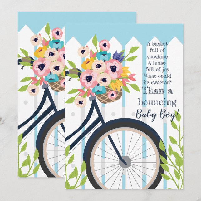 Invitación floral de Cute Baby Shower Garden Fiest (Anverso / Reverso)