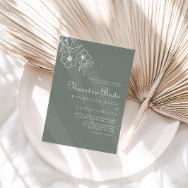 Invitación Floral de destino verde Boho Nuestra Boda