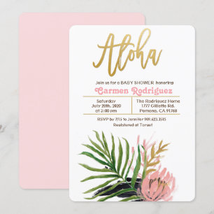 Invitación floral de ducha de bebé tropical Aloha