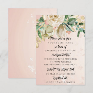 Invitación Floral de ducha de novia Min Rosa Claro