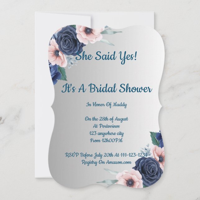 Invitación floral de ducha de novia, moderna, boho (Anverso)