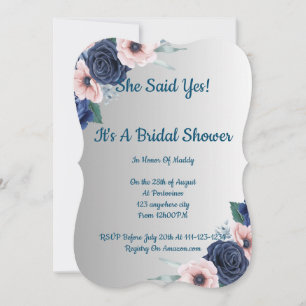 Invitación floral de ducha de novia, moderna, boho