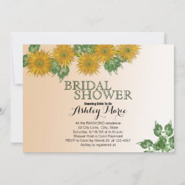 Invitación Floral de ducha de novia rústica deja Ombre dorado