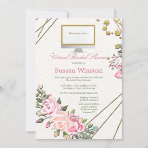 Invitación floral de ducha de novia virtual
