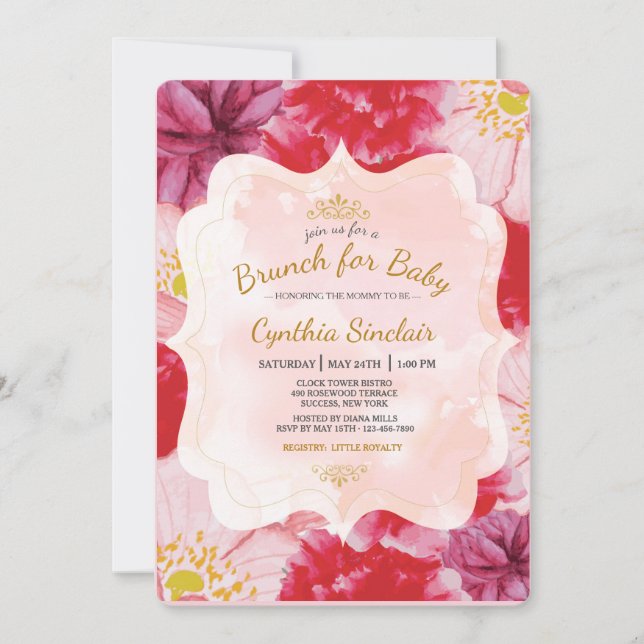 Invitación floral de escarlata (Anverso)